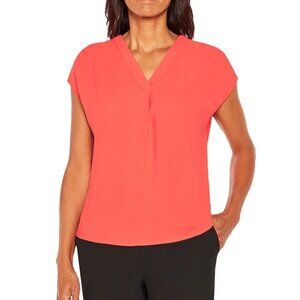 Banana Republic | Woven Front Pleat Relaxed Fit Blouse Top | Coral | Medium